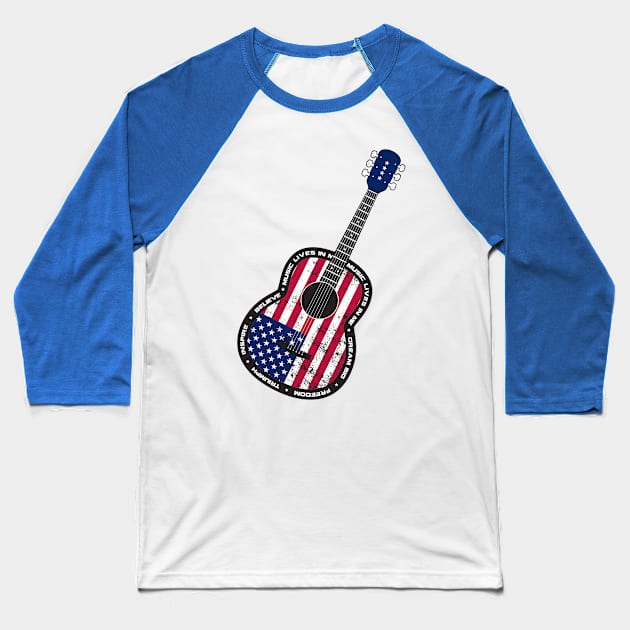 One Star Guitar, Music Lives In Me Baseball T-Shirt by onestarguitar